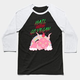 Hail Seitan Go Vegan Baseball T-Shirt